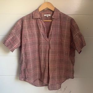 Pink plaid collared shirt